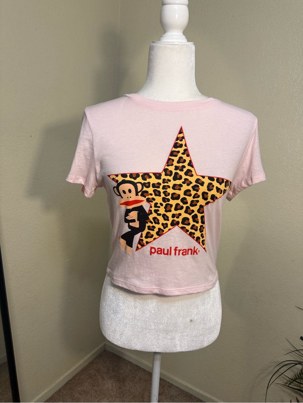 100% cotton Paul Frank Pink Graphic Tee with Leopard Star